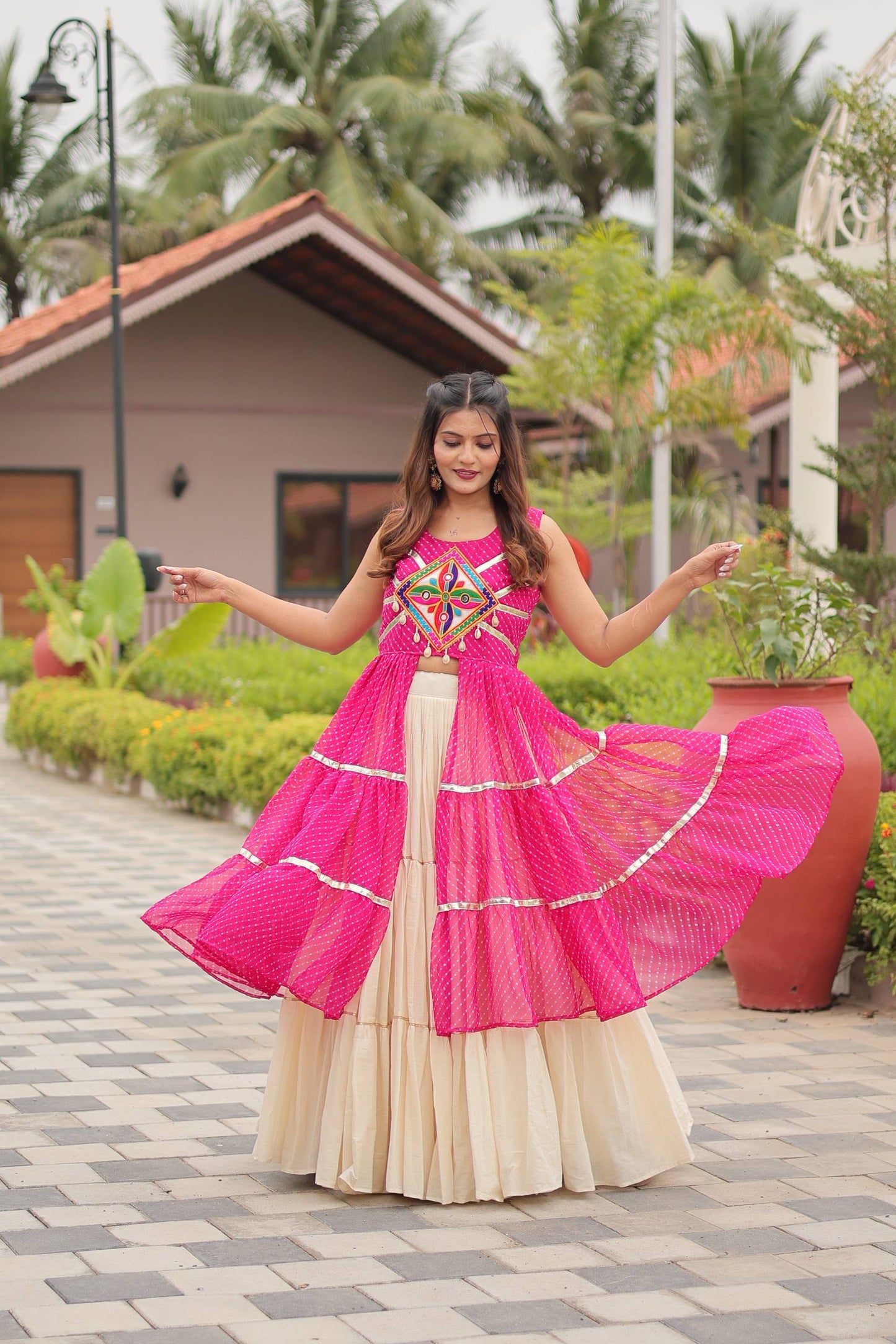 Navratri wear pink lehenga