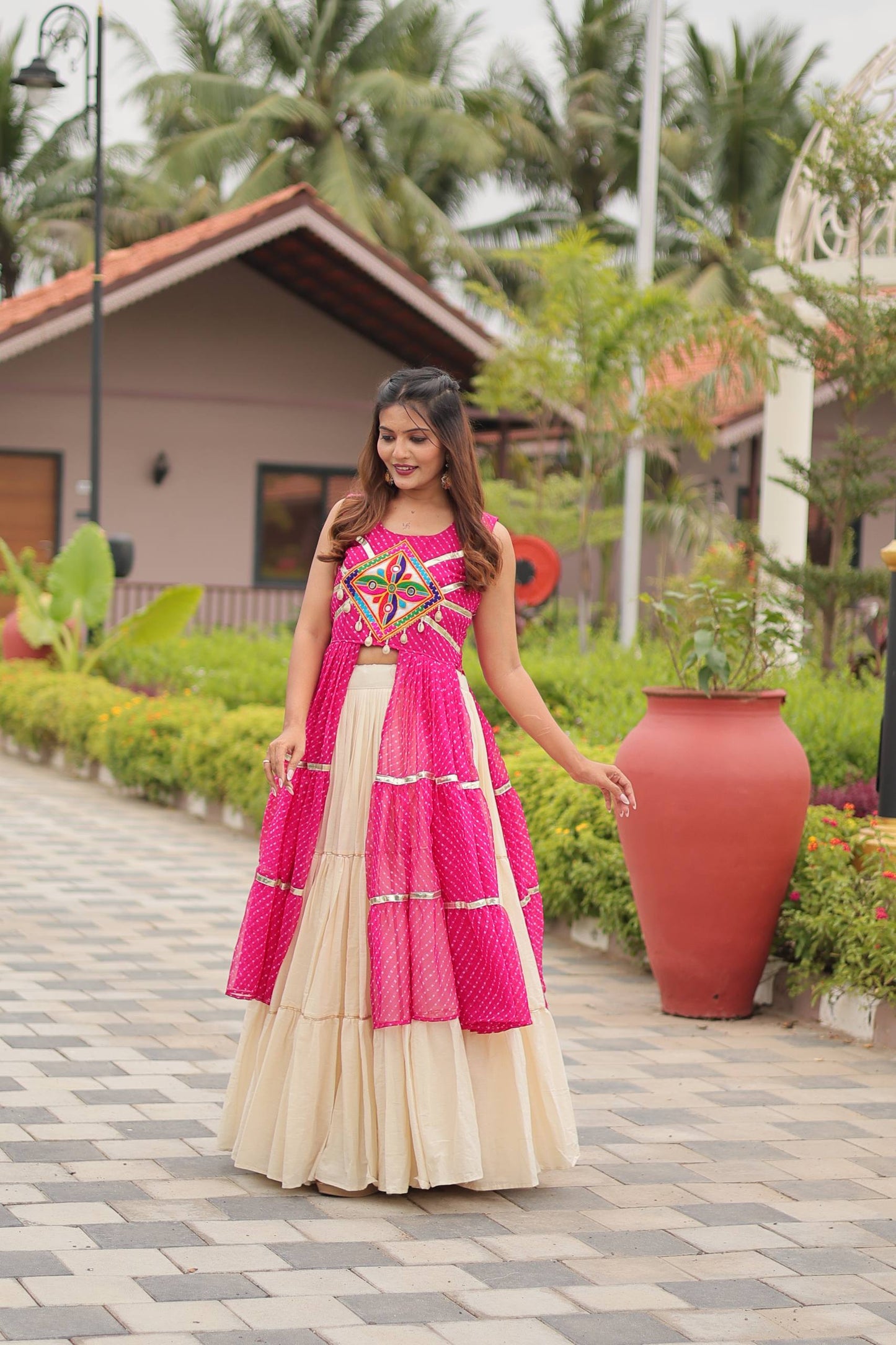Pink cotton lehenga choli for women