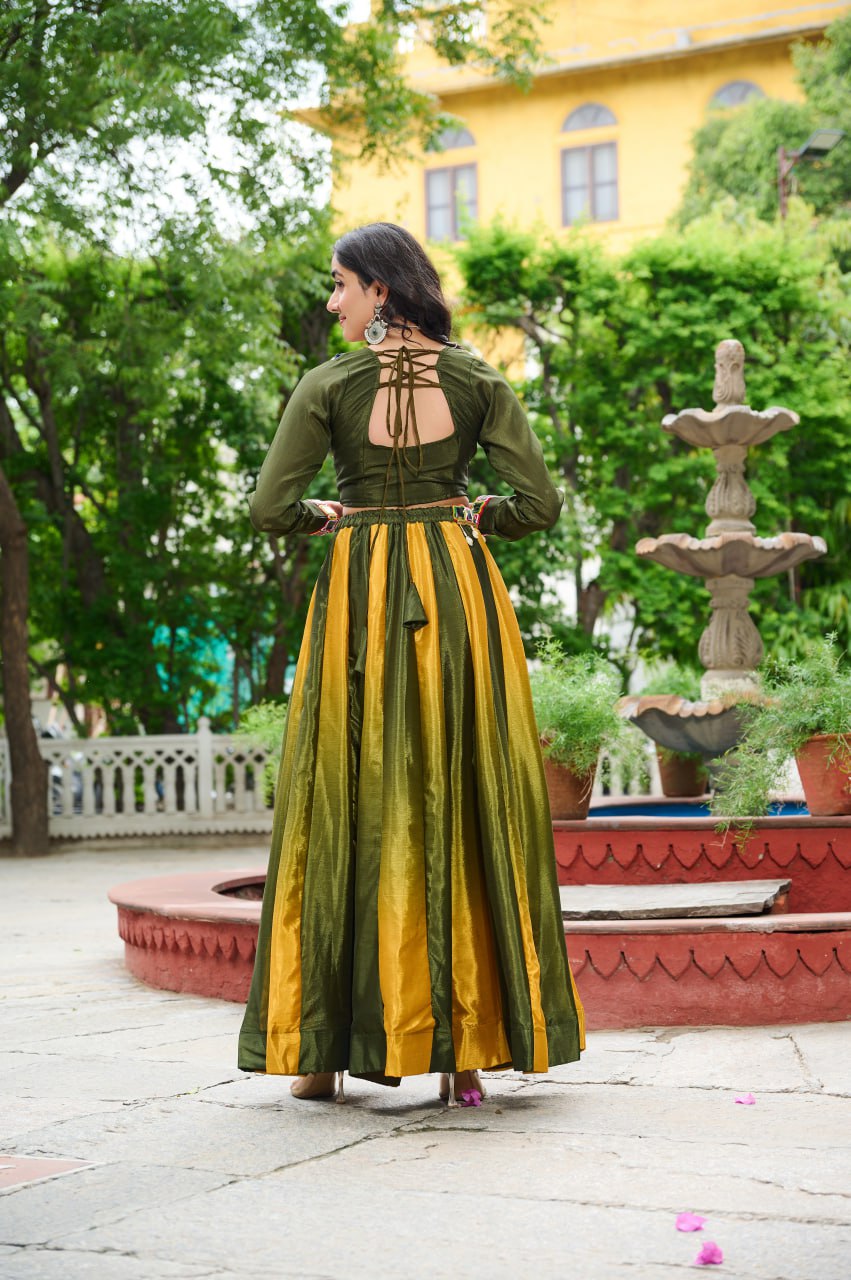 Green color lehenga for ethnic
