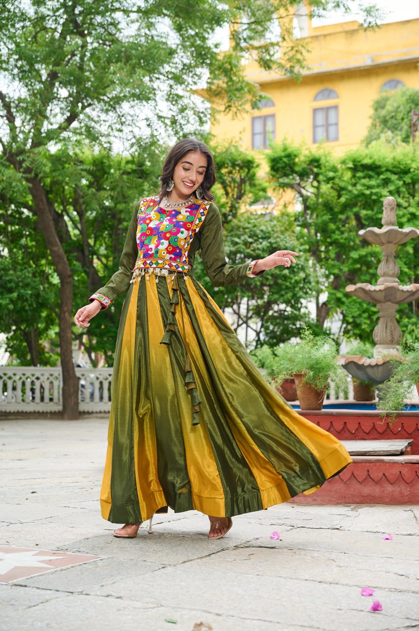 Garba wear green lehenga choli in USA