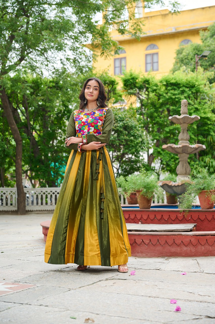 Navratri wear green ghagra choli