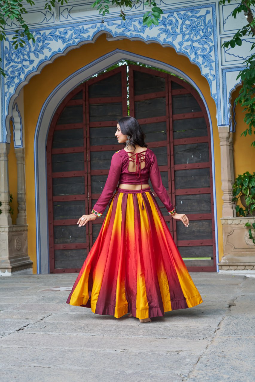 Multi color chinon lehenga