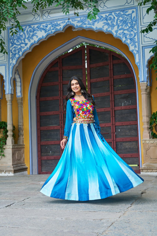 Navratri wear sky blue ghagra choli
