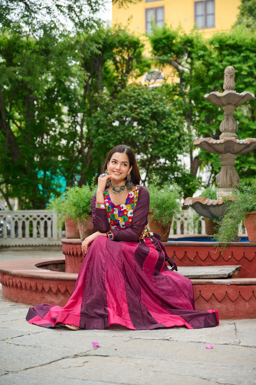 Garba wear wine lehenga