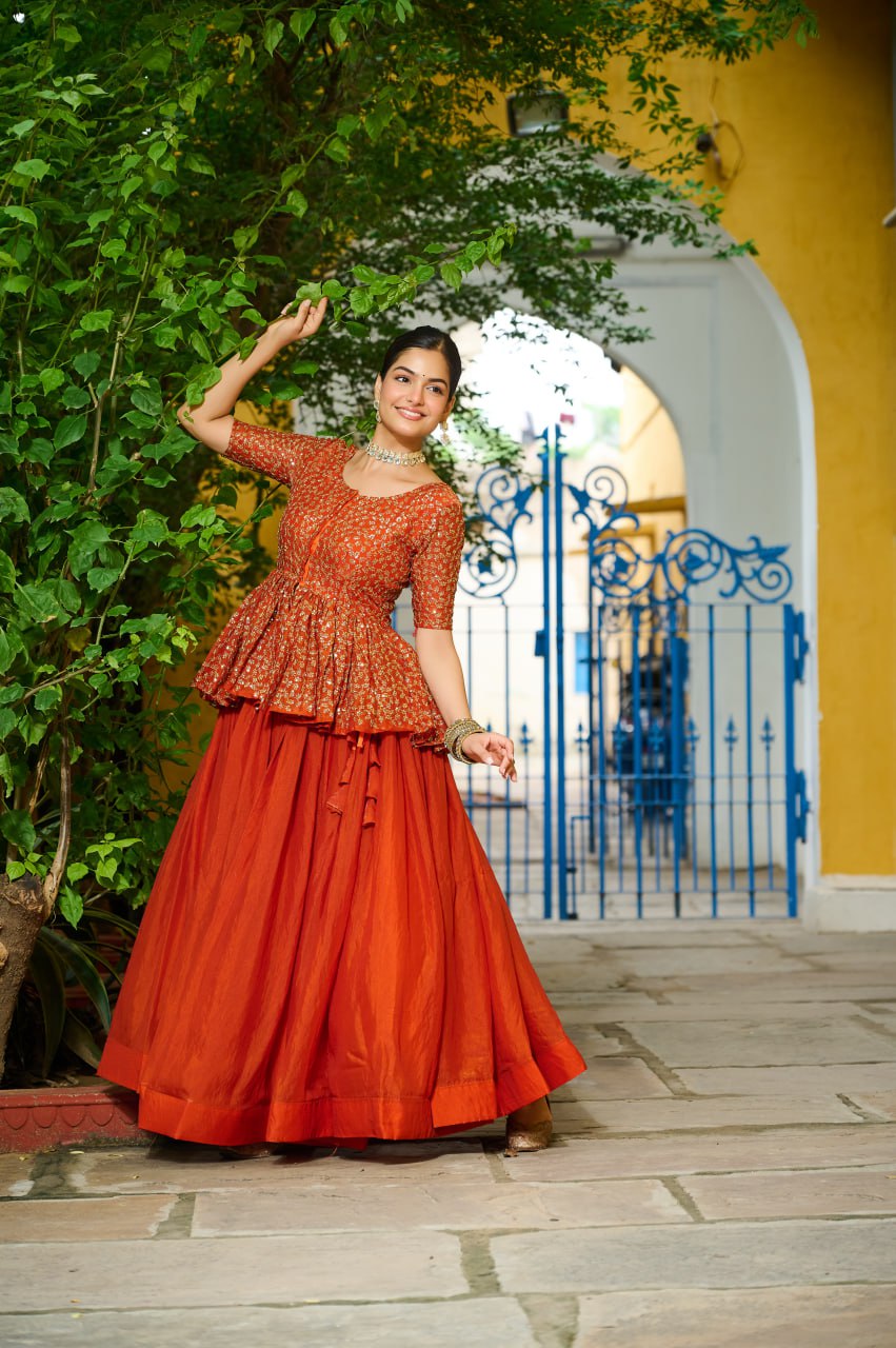 Orange color lehenga for wedding