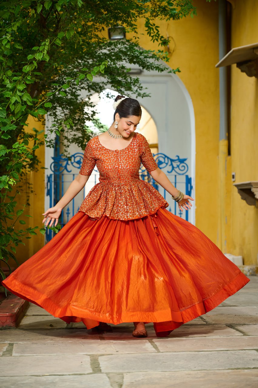 Orange color fendy lehenga