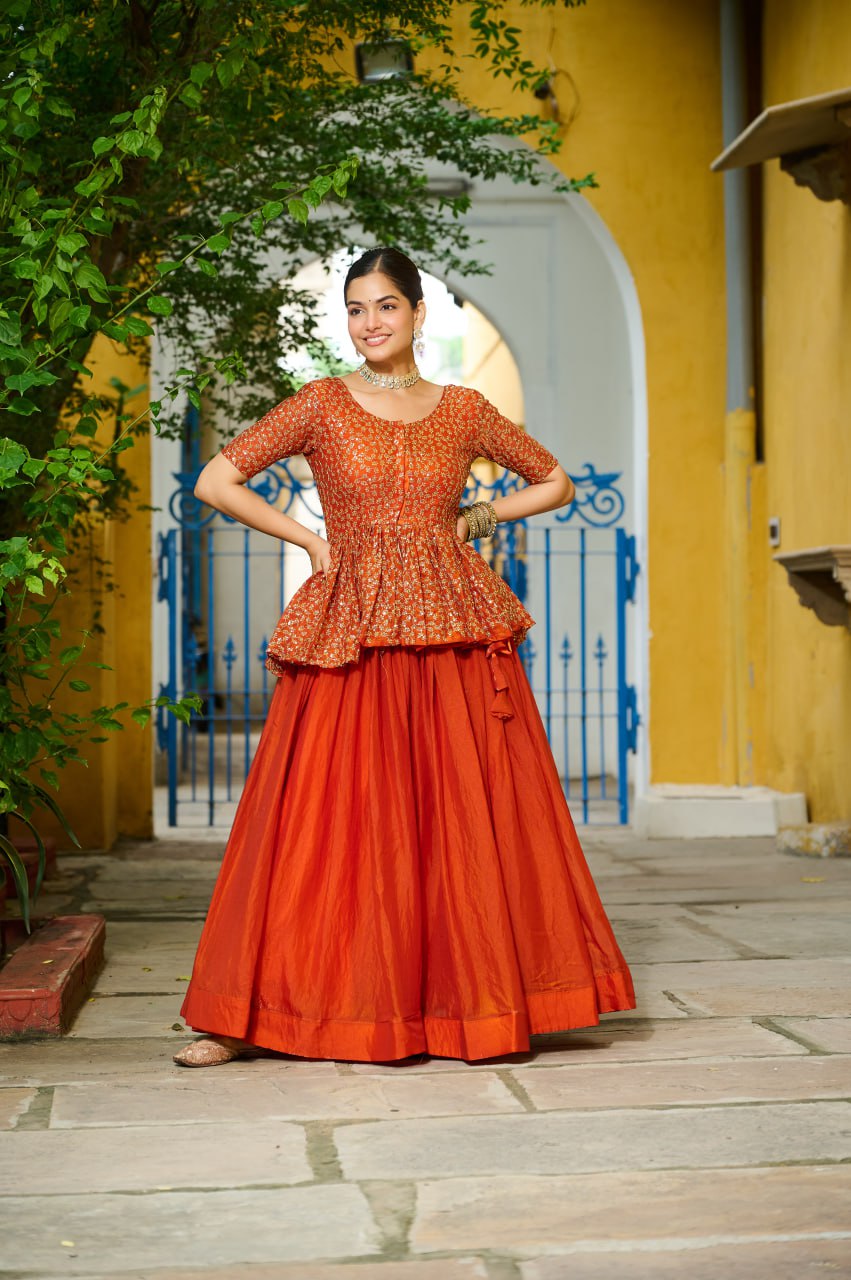 Orange color lehenga choli