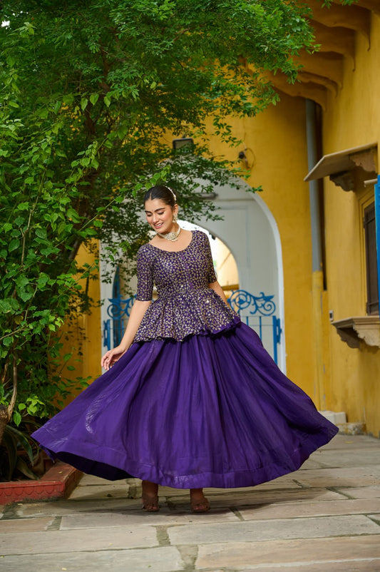 Purple color wedding wear lehenga with price