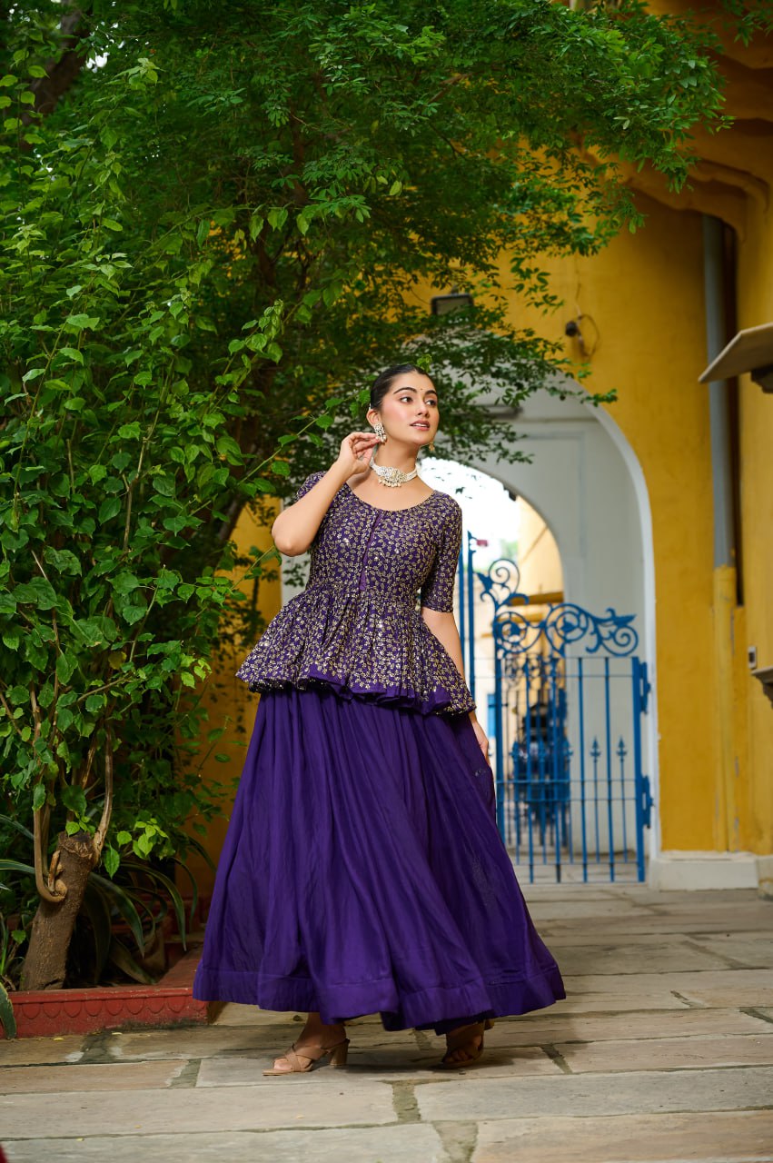 party wear purple lehenga