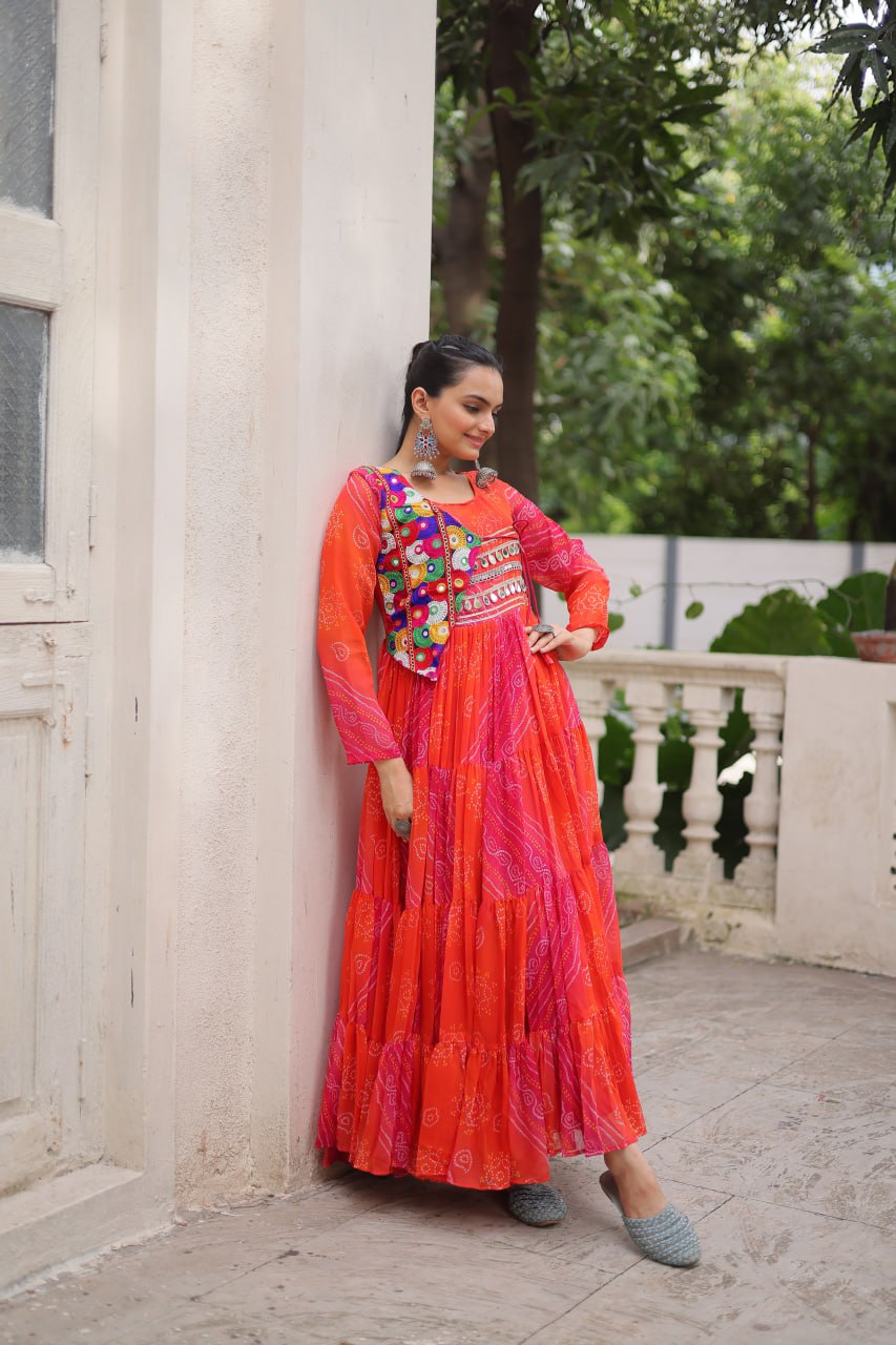 Orange georgette gown