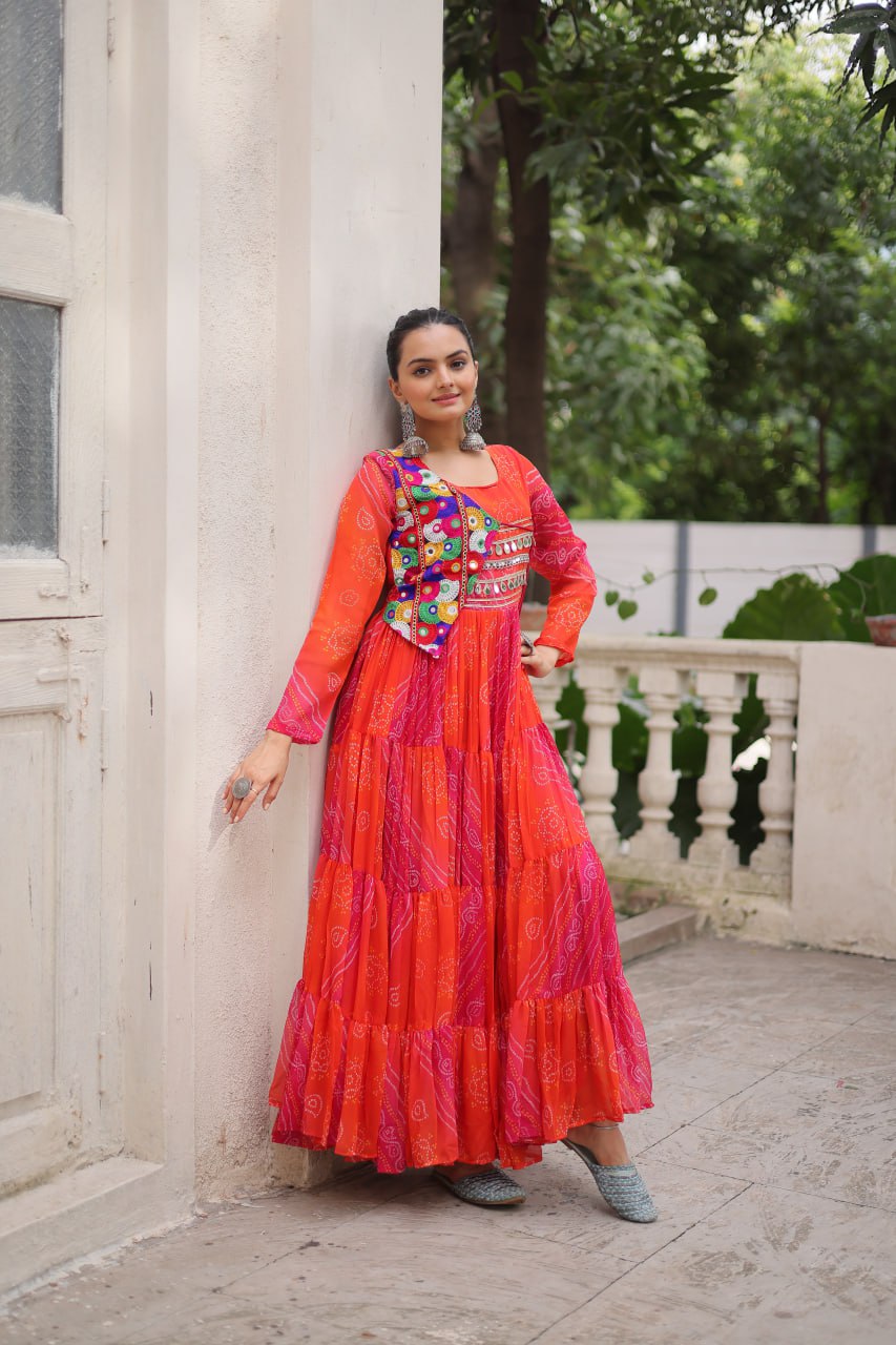 Navratri wear orange gown