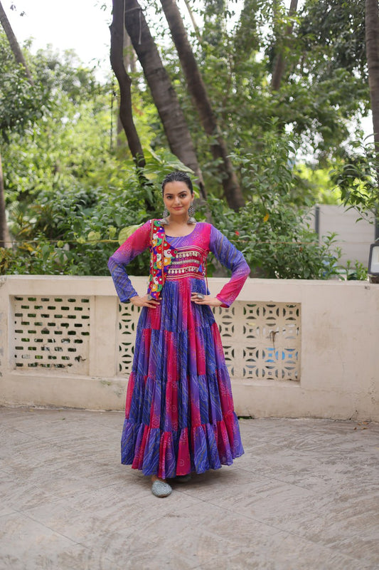 Maxi blue color georgette gown