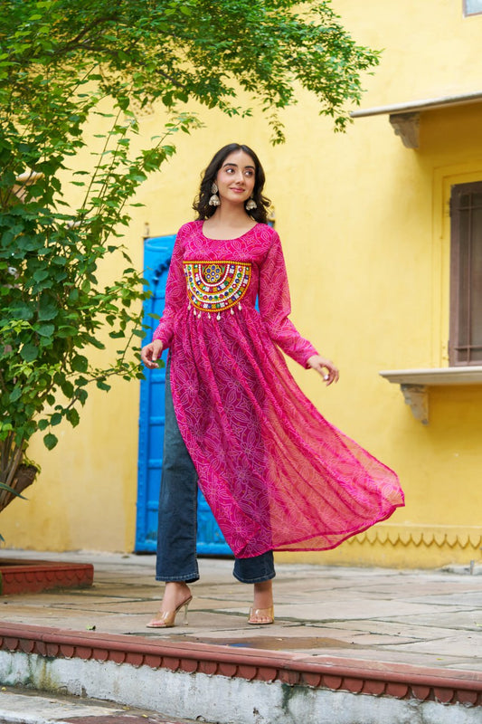 Maxi pink georgette kurtis for women