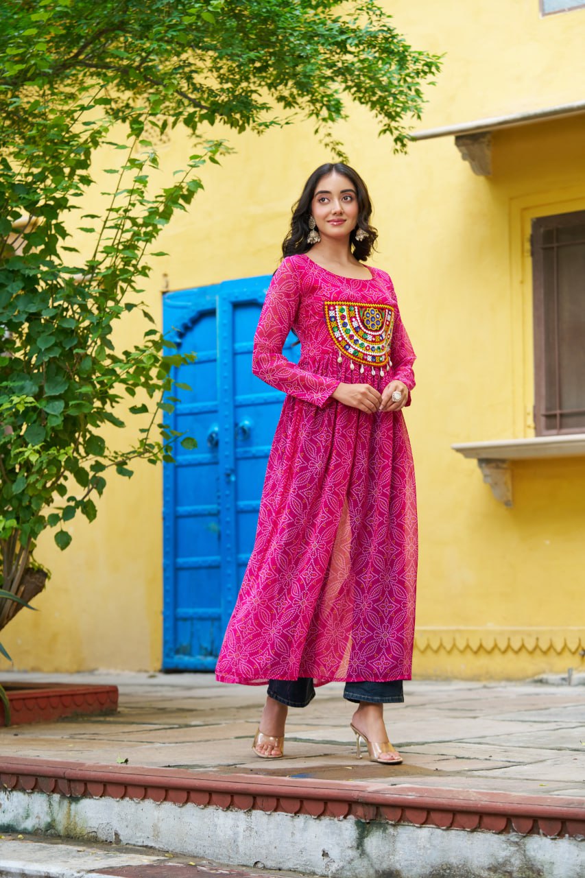 Navratri wear pink kurtis