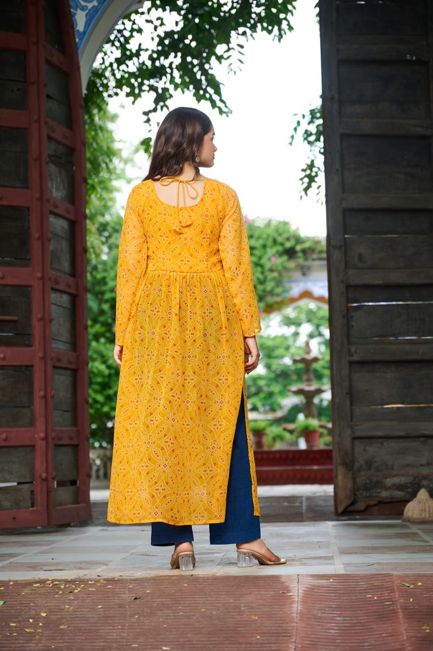 Navratri special yellow readymade kurtis