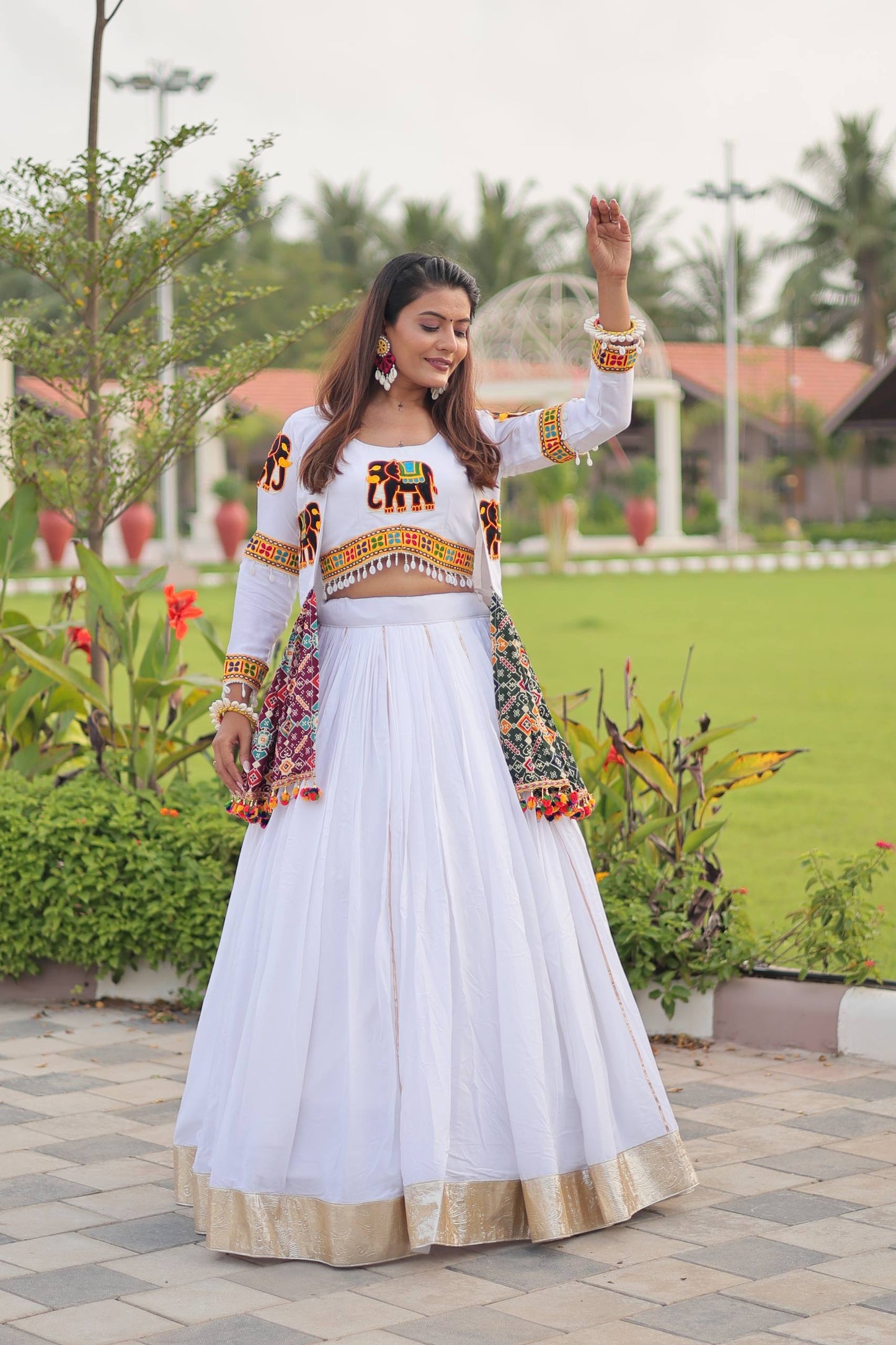 Navratri wear white chaniya choli