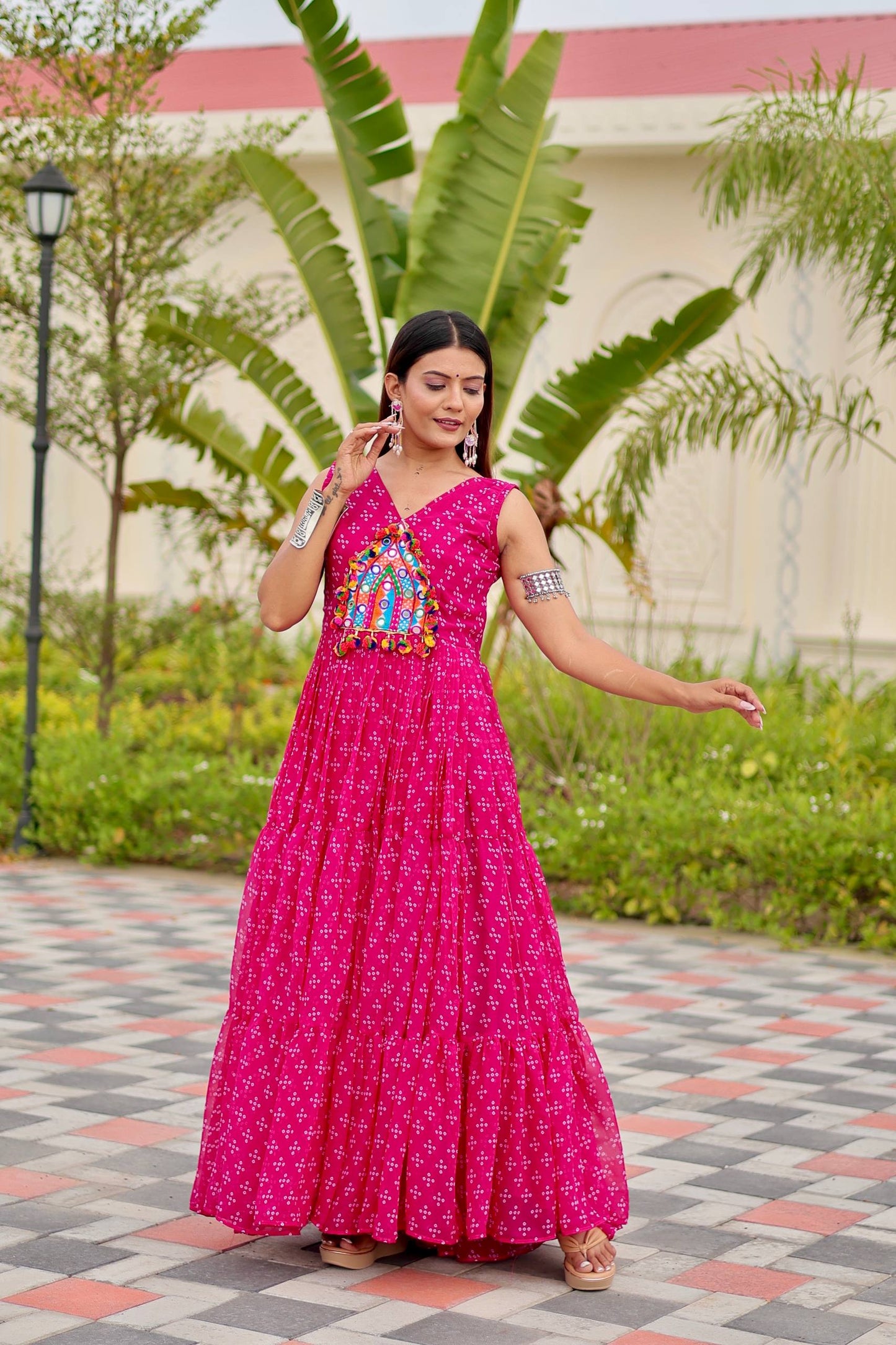 Pink embroidery work dress in USA