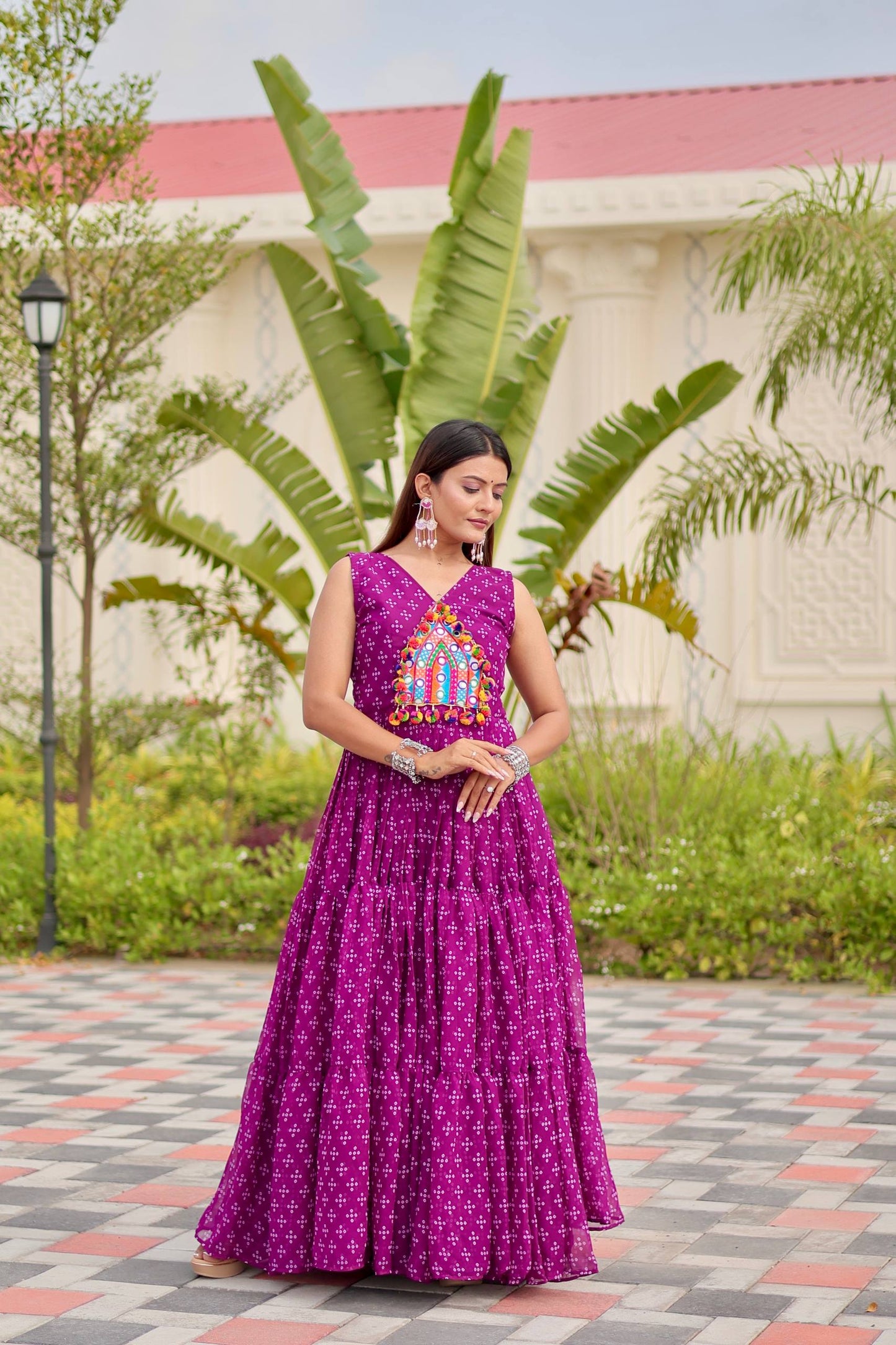 Purple georgette gown with price
