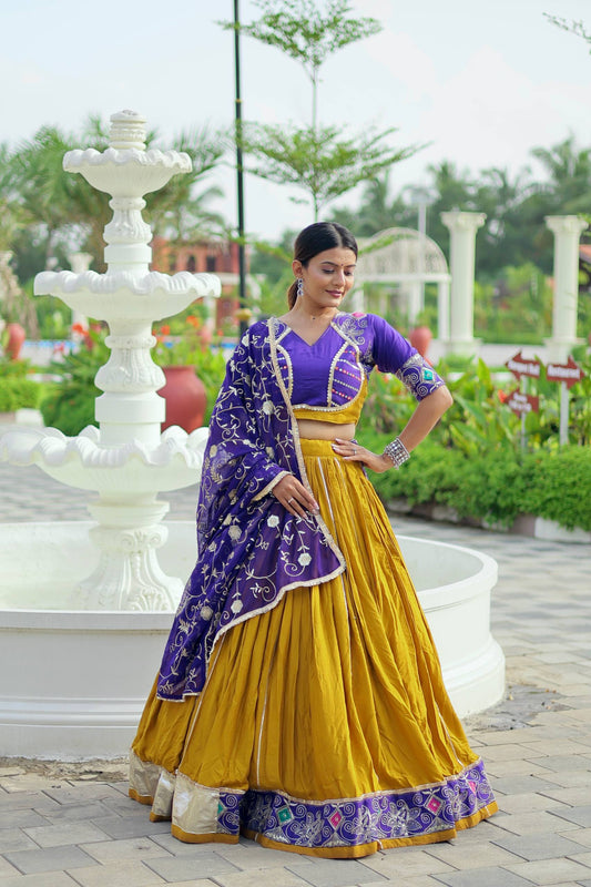 Mustard cotton chaniya choli for wedding