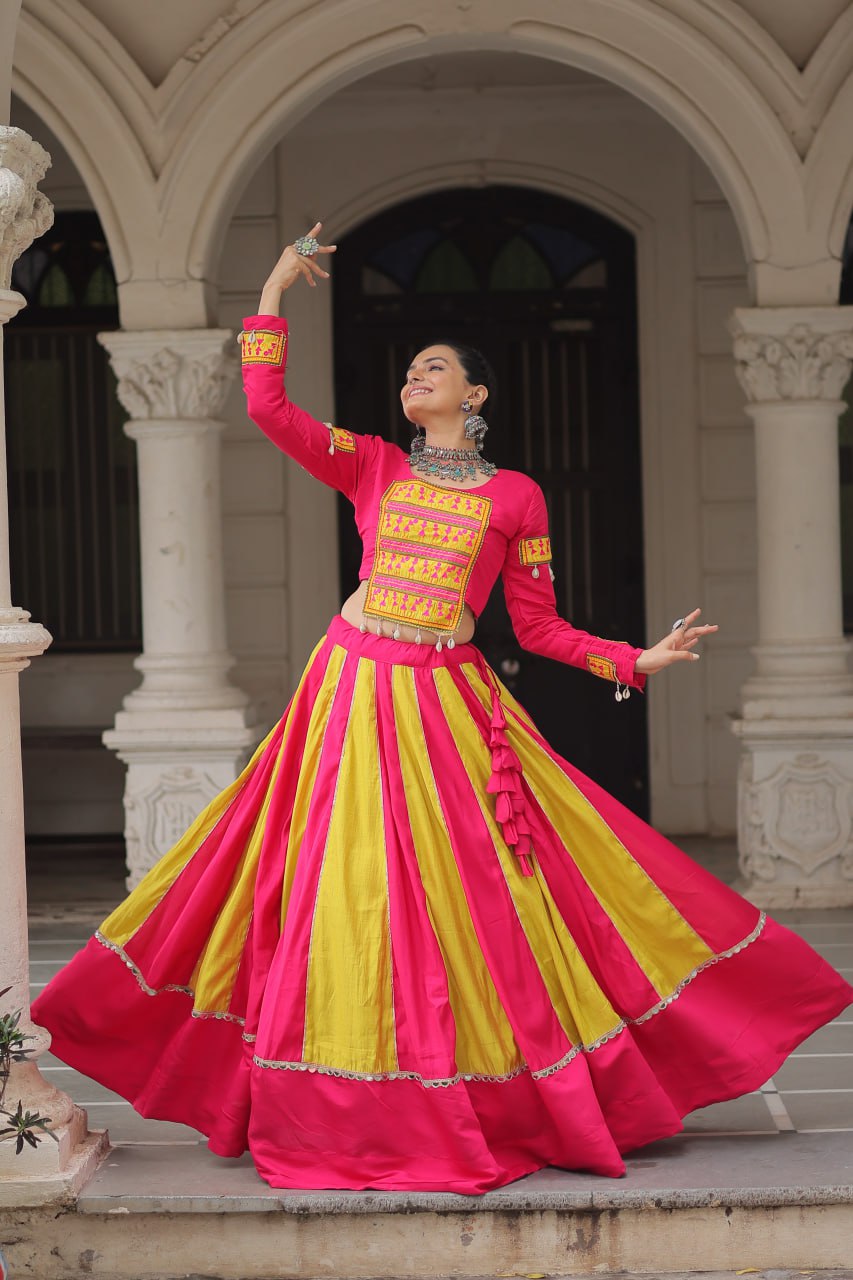Roman yellow color lehnga with top