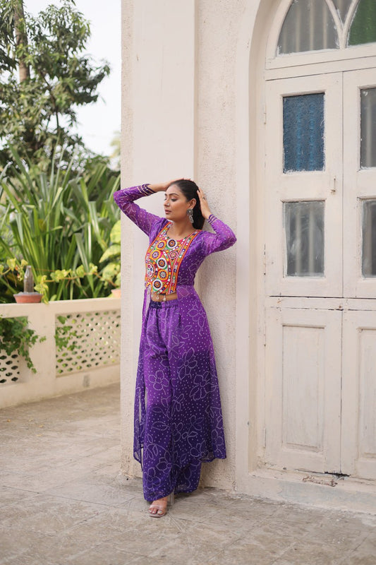 Navratri wear purple suit for women