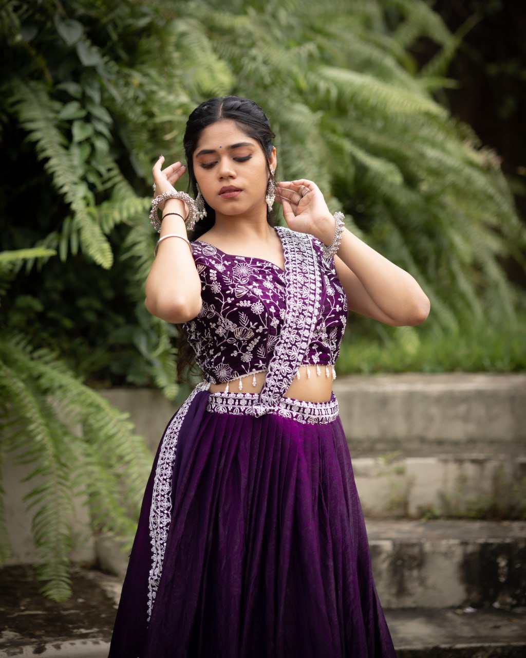 Purple ghagra choli with online shopping