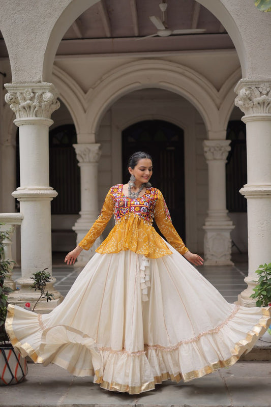Readymade yellow gamthi work lehenga in USA