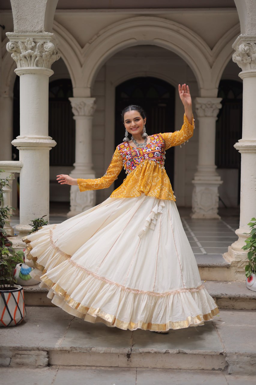 Yellow cotton traditional lehenga choli with online