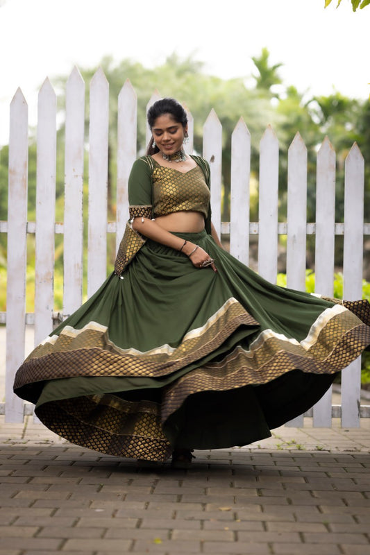 Green cotton chaniya choli for navratri