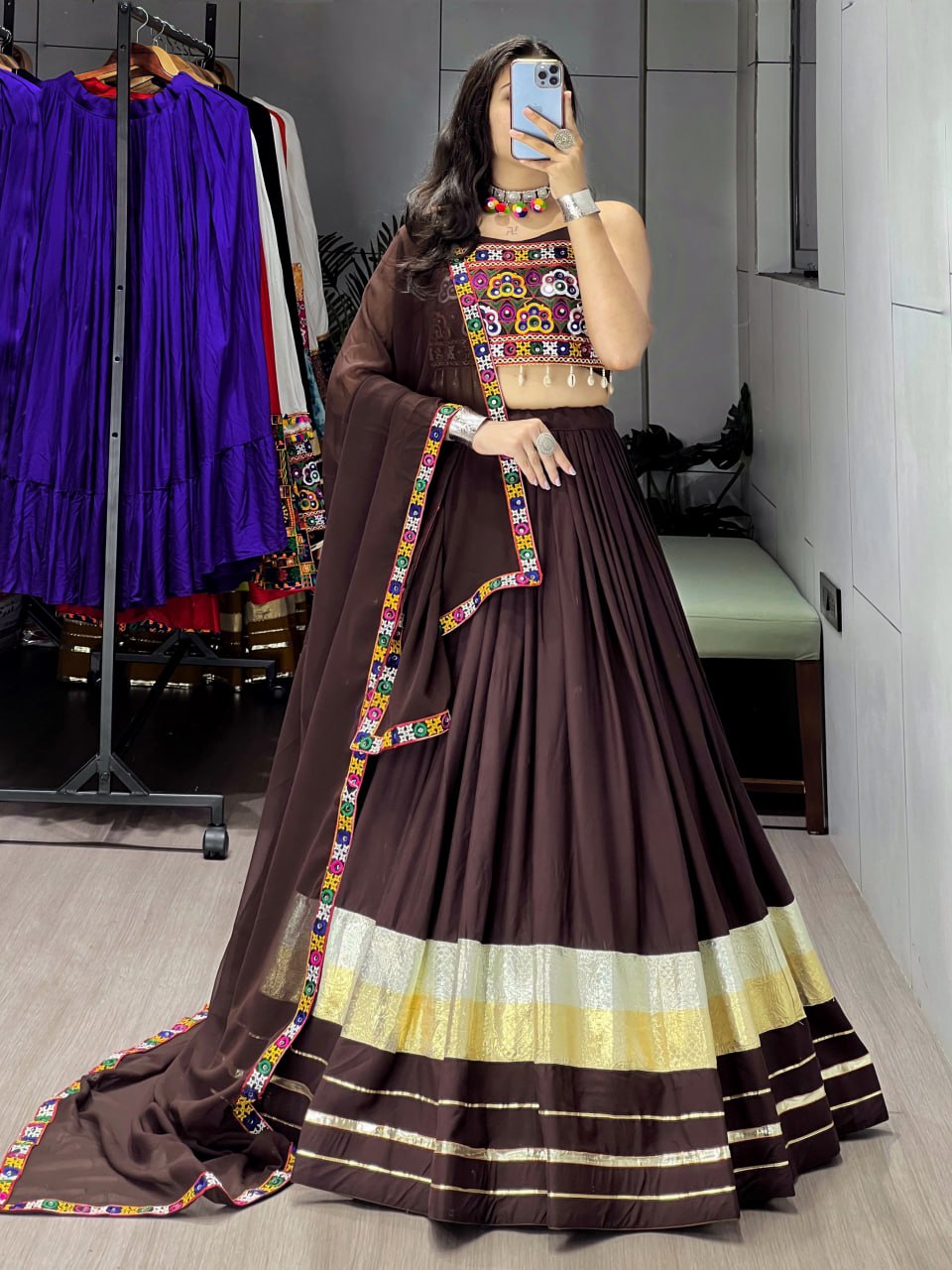 Gamthi work lehenga choli with blouse in UK