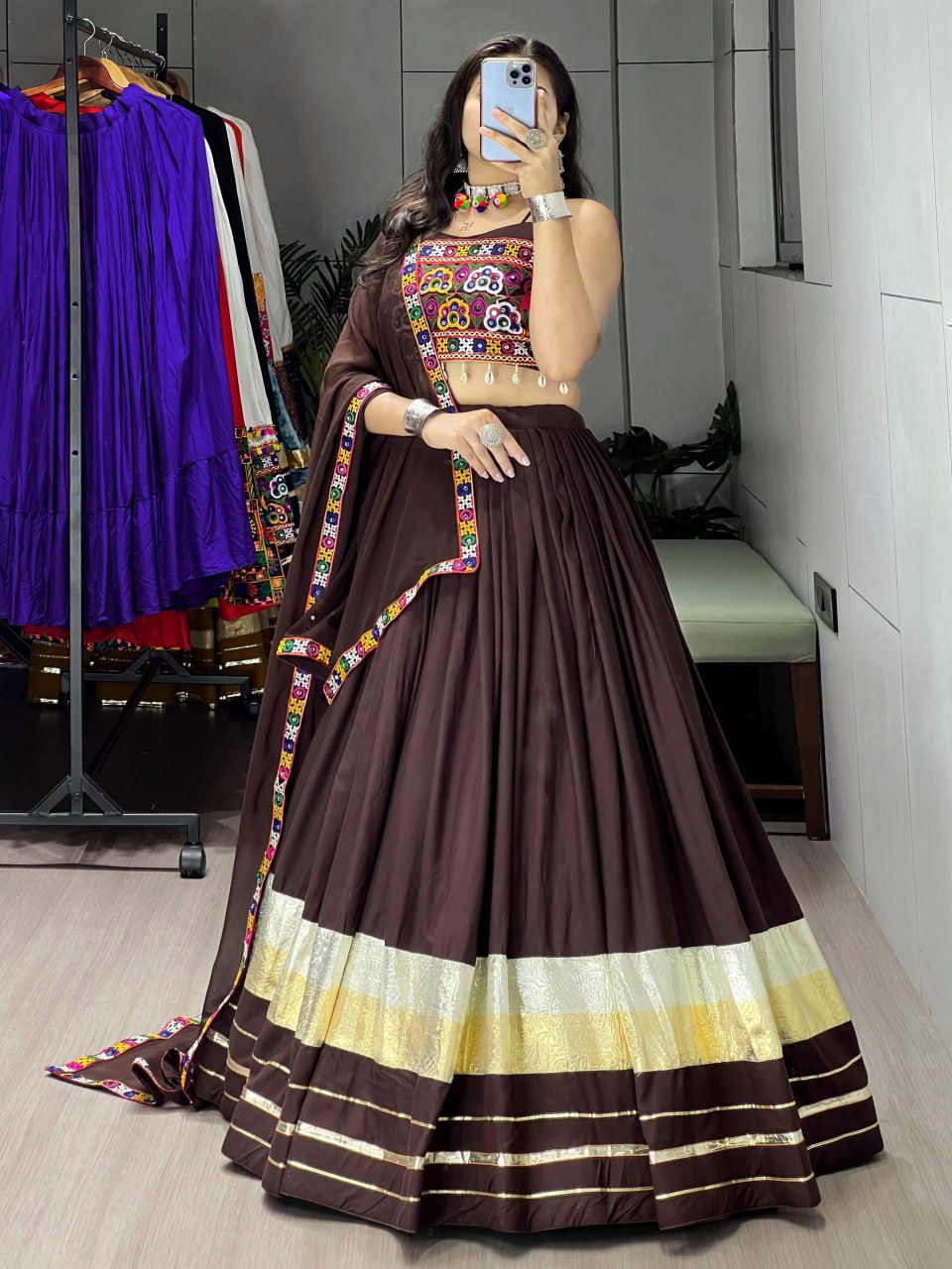 Navratri wear brown chaniya choli in USA