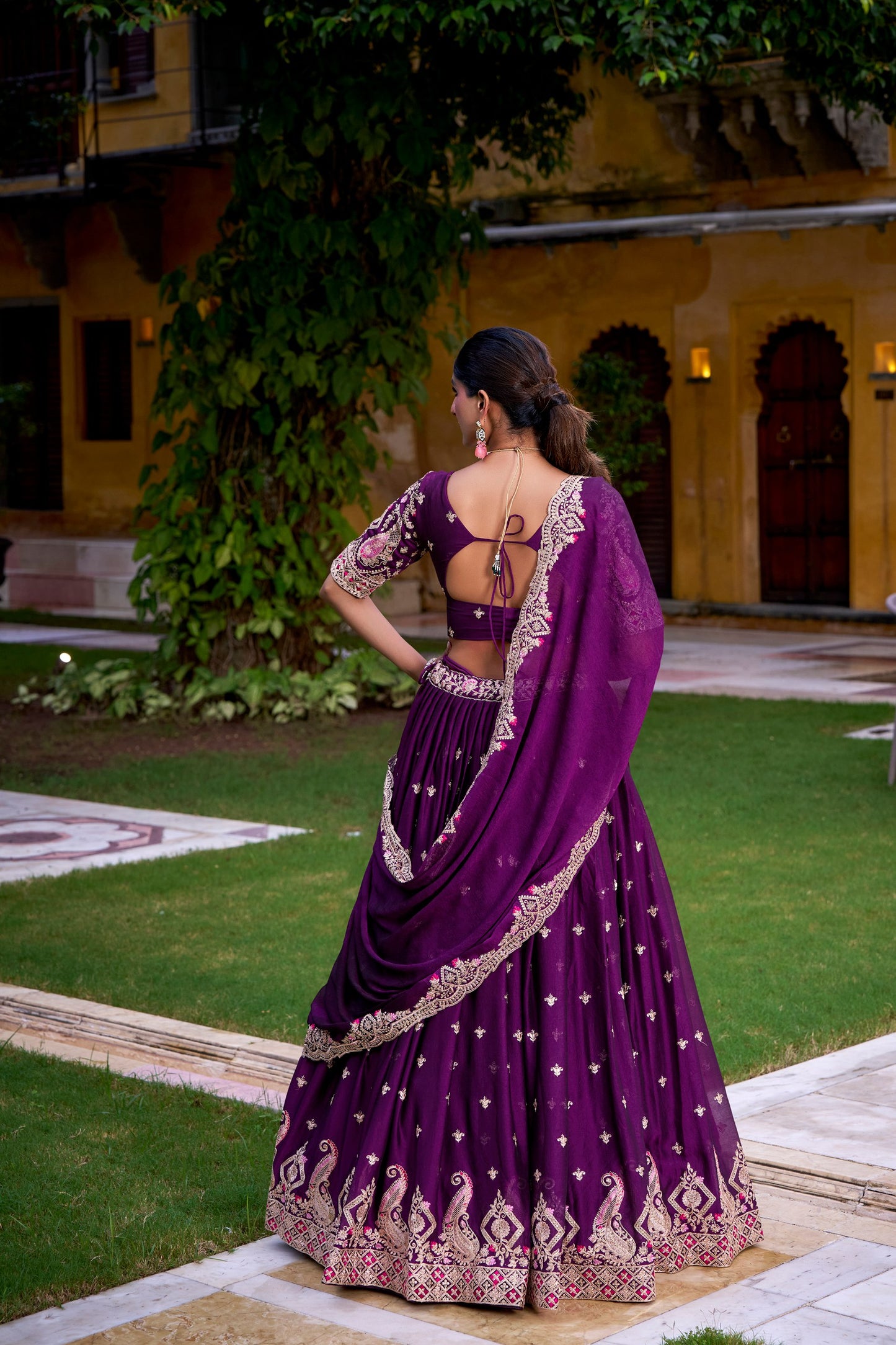 purple ready to wear lengha choli in california.