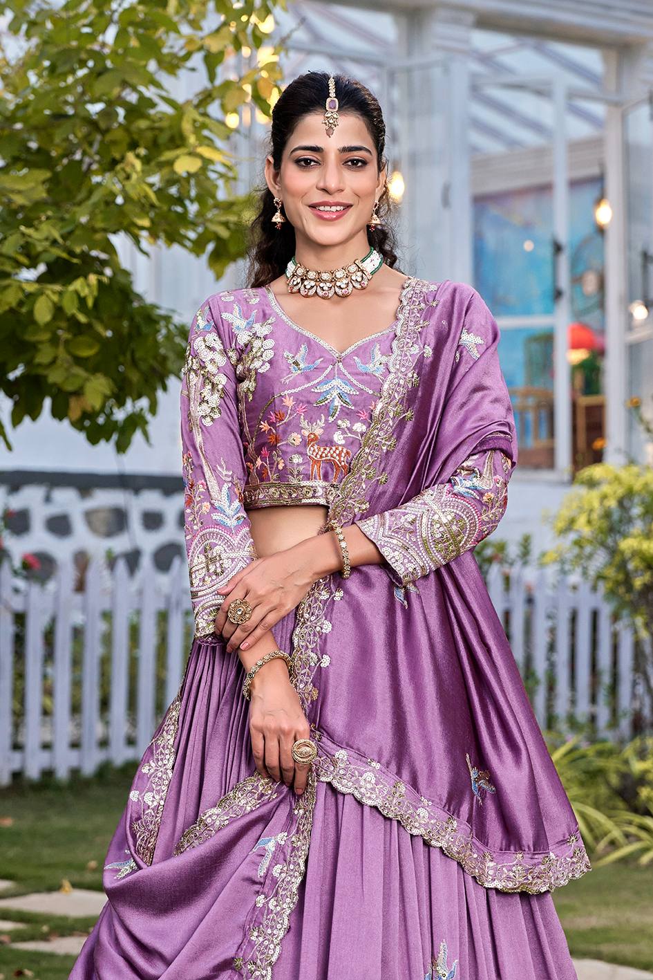 Lavender Ready to Wear Ghagra Choli for Wedding