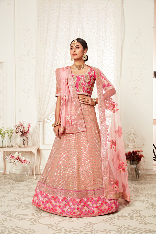 wedding wear pink lehenga choli