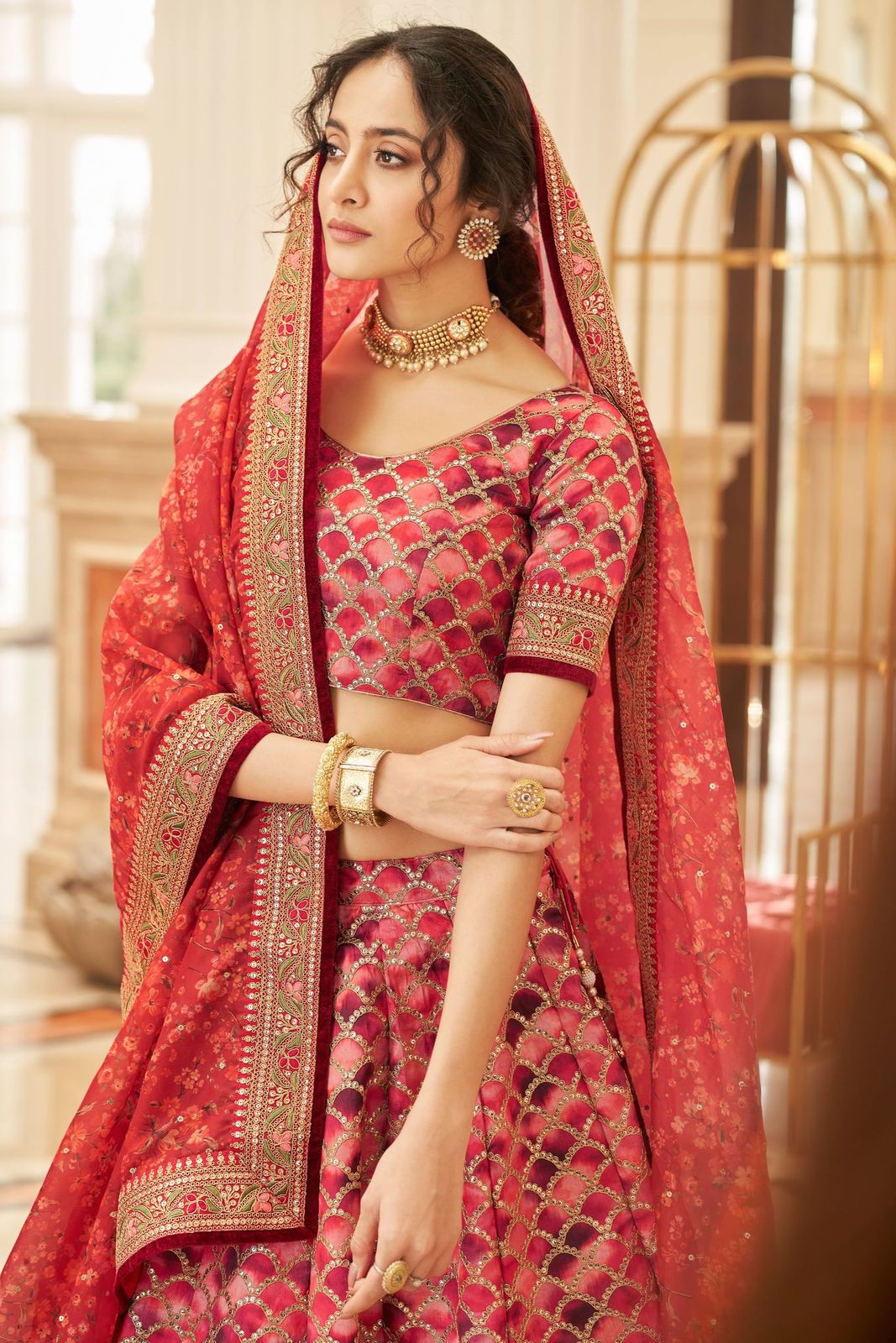 red lehenga for reception