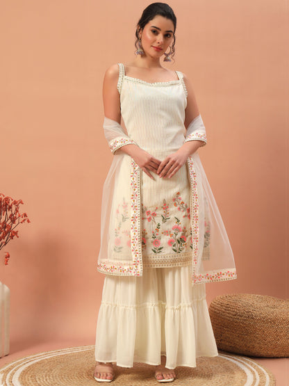 White color georgette sharara suit for women