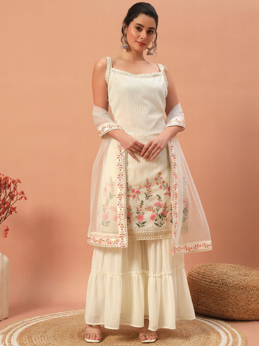 White color georgette sharara suit for women