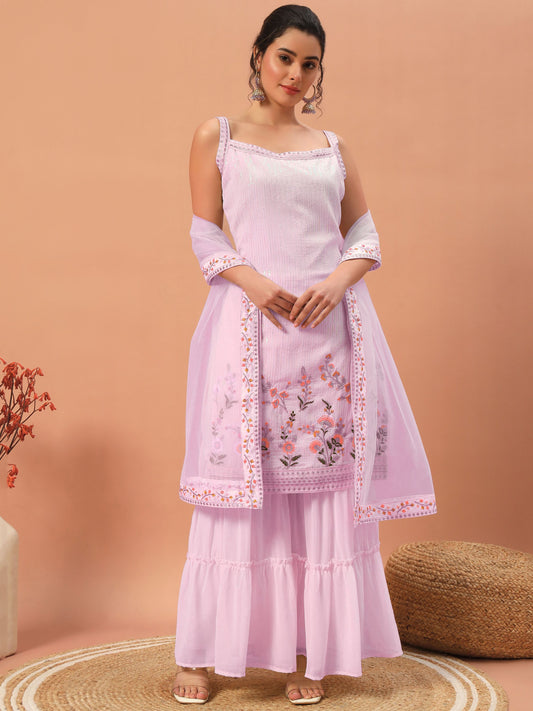 Pink color georgette sharara suit for women