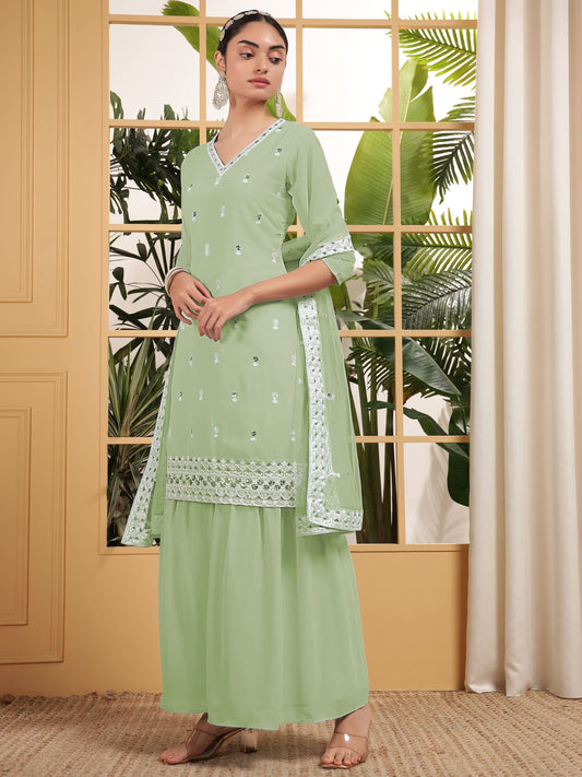 Pista color georgette sharara suit for women