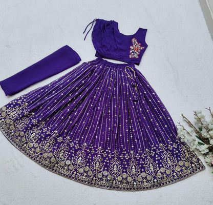 Purple color georgette lehenga choli for girls online shopping
