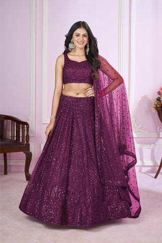 Dark purple lehenga combination