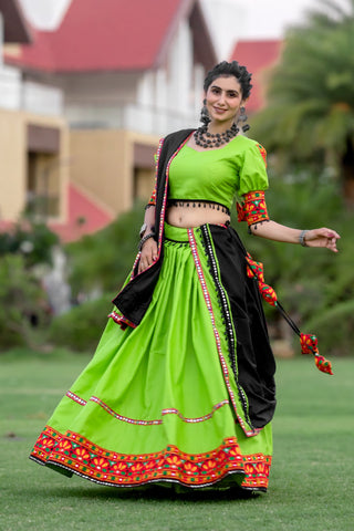 Green navratri lehenga choli for girl
