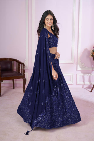 WonderFul Blue Lehenga For Party Wear