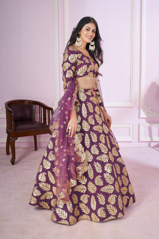 Purple reception lehenga choli