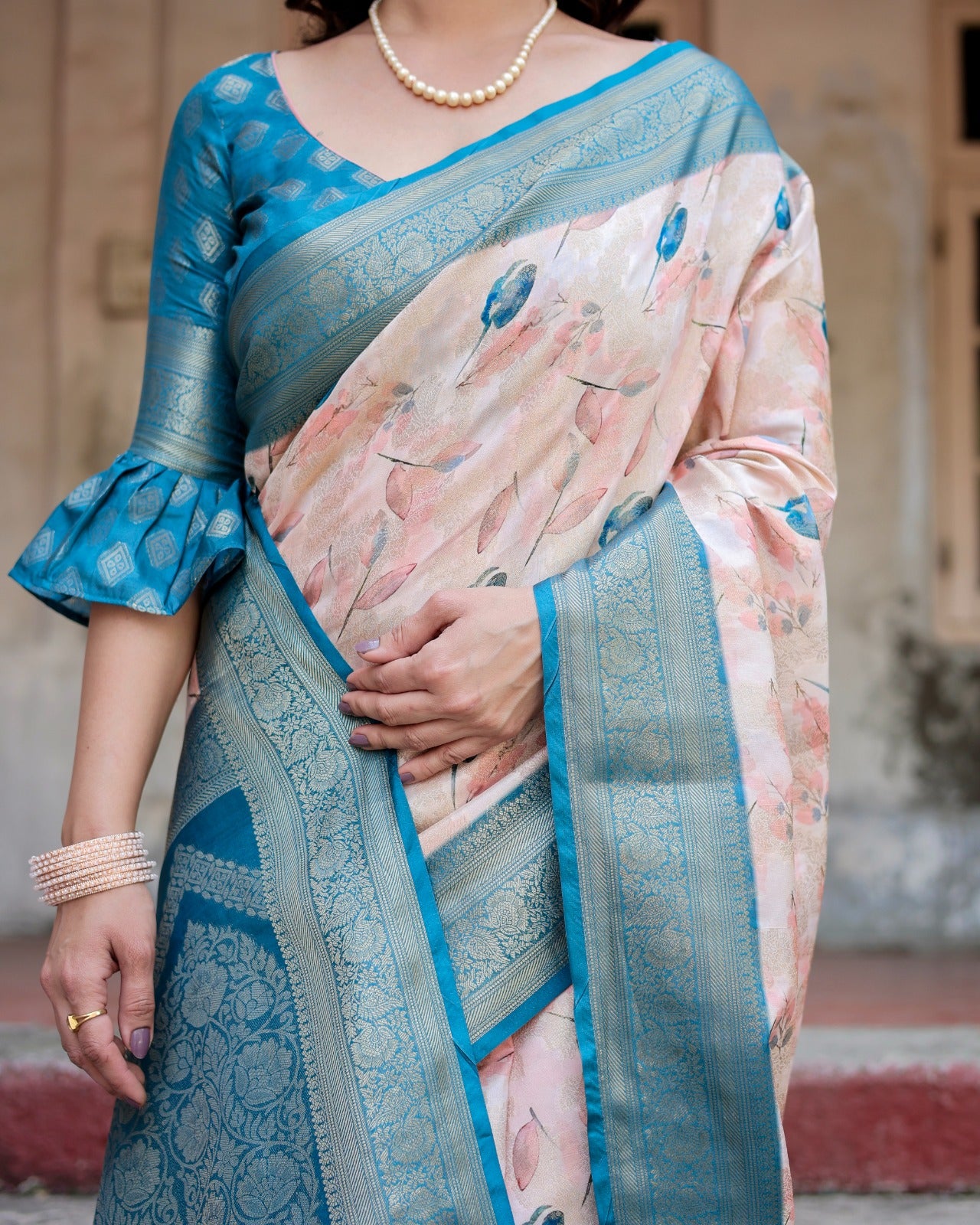 multi color color banarasi silk saree with blouse images