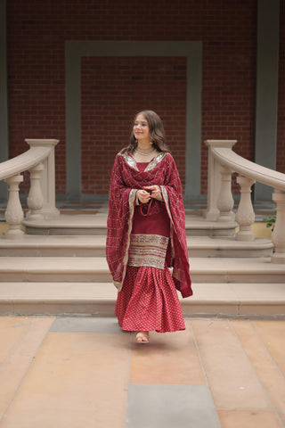 Maroon color georgette sharara suit for women price
