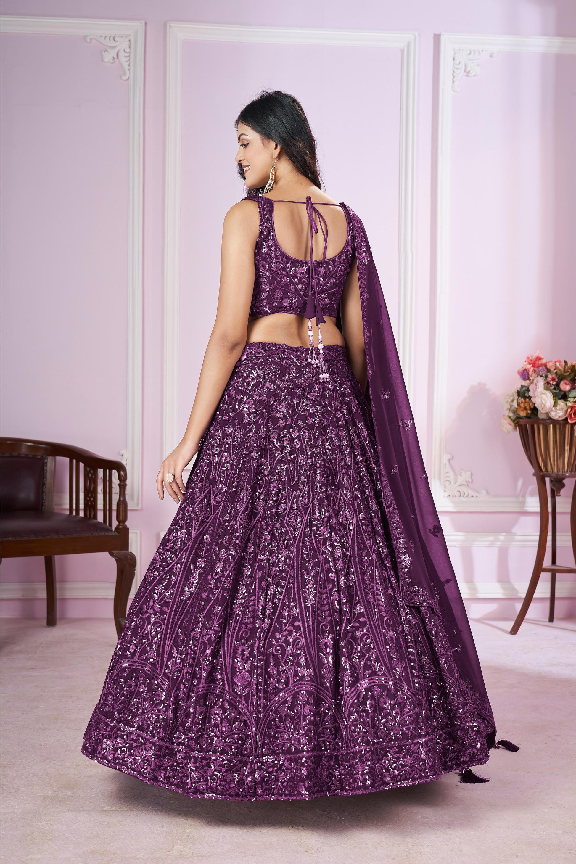 Classy Georgette Purple Lehenga Choli For Wedding Party Wear Ragthm Classy Georgette Purple Lehenga Choli For Wedding Party Wear Ragthm