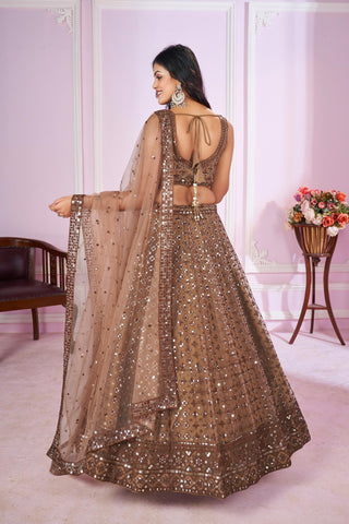 Soft Net Brown Lehenga