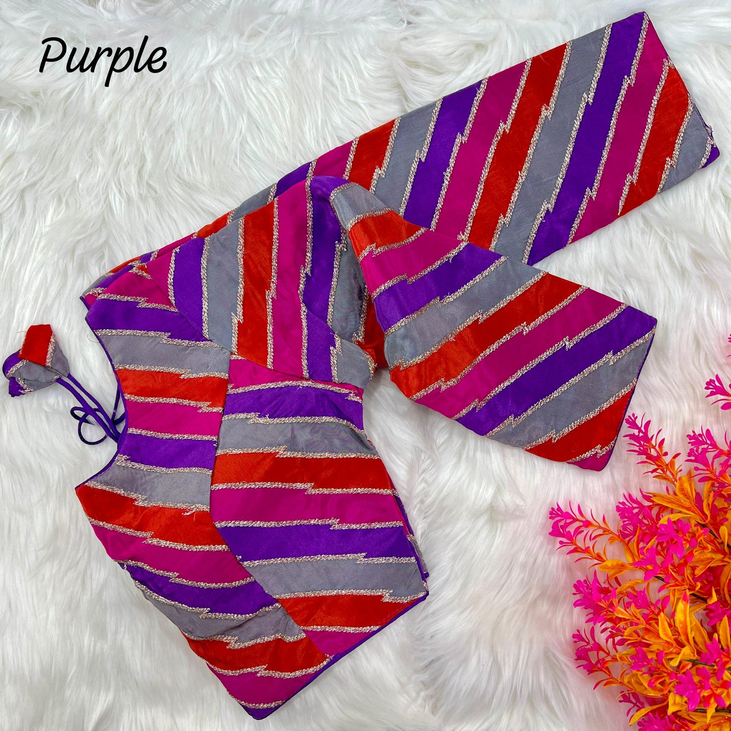 Heavy Pure Crepe Purple Blouse Fore Saree