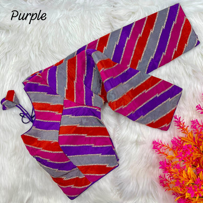 Heavy Pure Crepe Purple Blouse Fore Saree